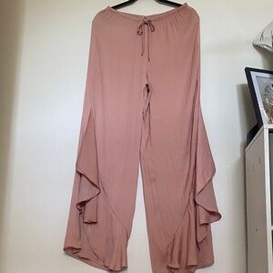 Elegant Silk Pink Women's Pants